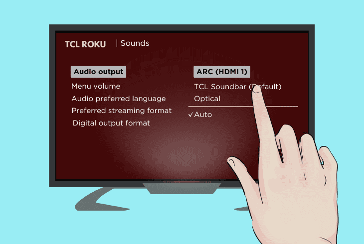 set tcl soundbar as the default output