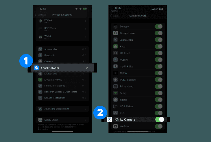 allow the xfinity app on iphone
