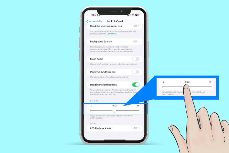 set up audio balance on iphone