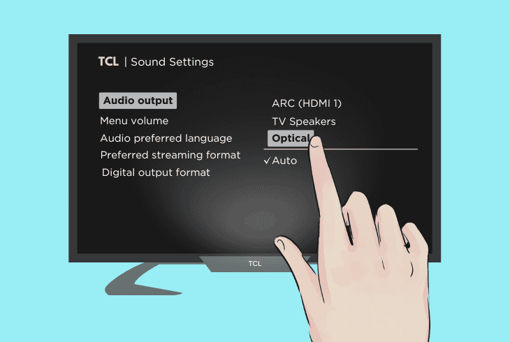 specify tcl as the tv’s default output