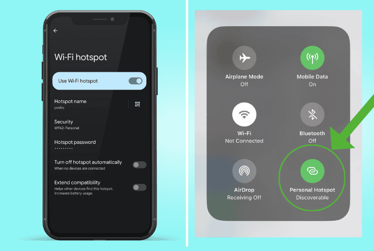enable hotspot on android & ios