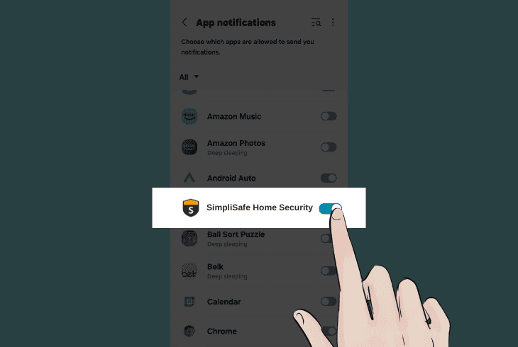 inspect the simplisafe app’s notifications