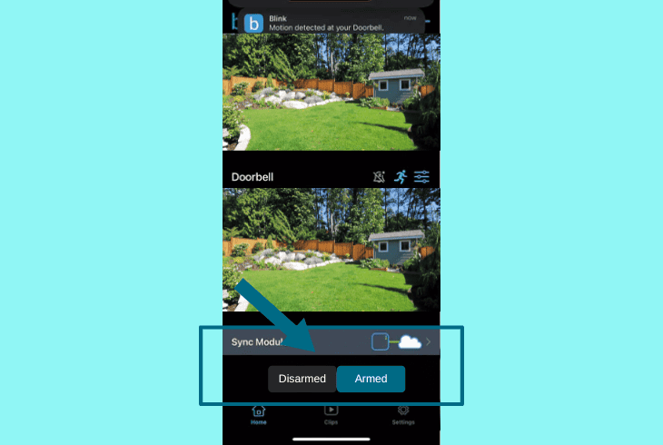 set blink doorbell system to armed