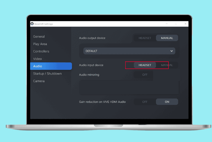 configure the steamvr audio settings