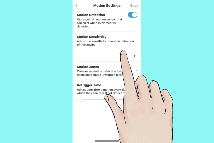 configure the camera motion sensitivity