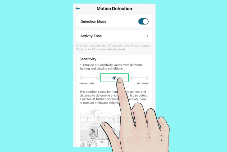 turn up the doorbell’s detection sensitivity