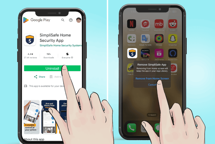 reinstall the simplisafe home security app