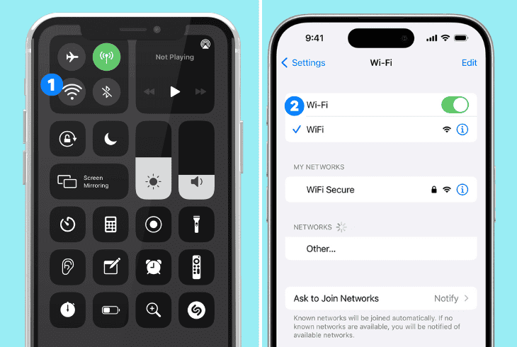 switch the iphone to the home wi-fi