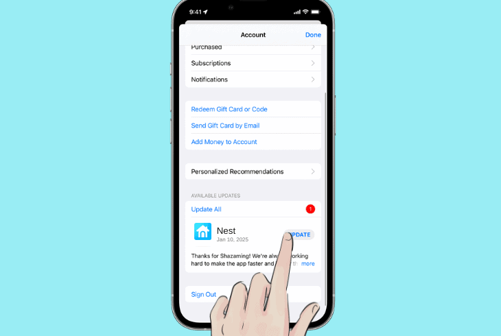 update the nest/home app on iphone