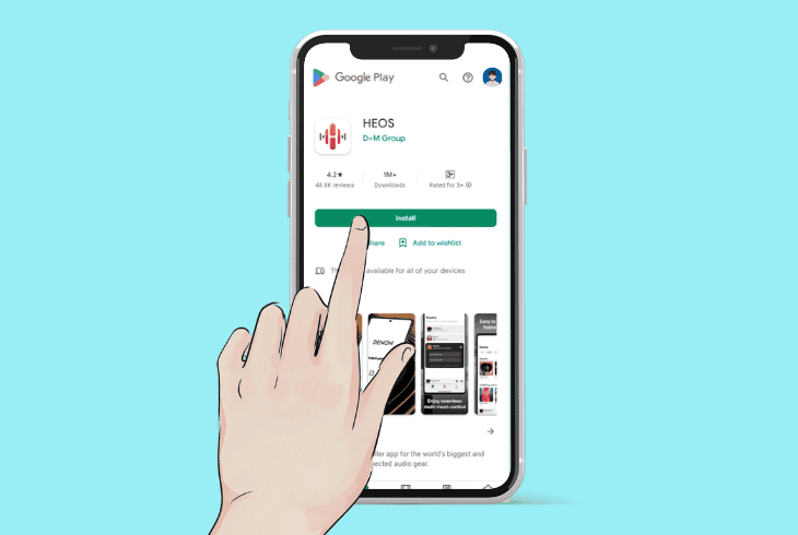 set up the heos app on mobile