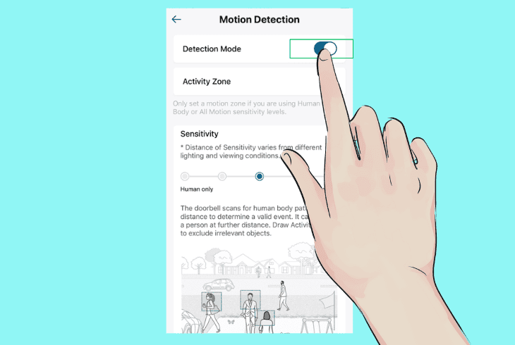enable eufy’s motion detection/detection mode