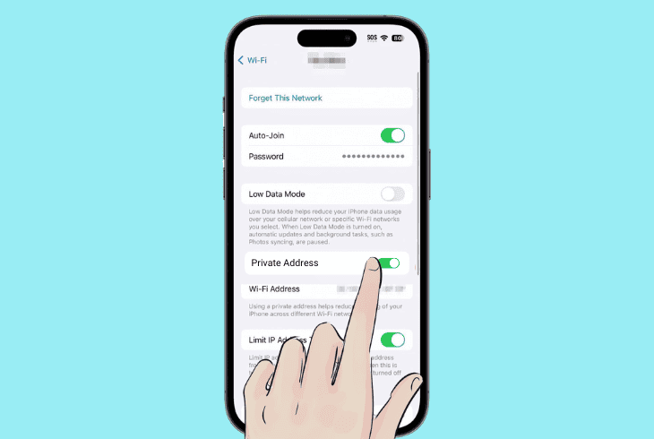 set private wi-fi address to off