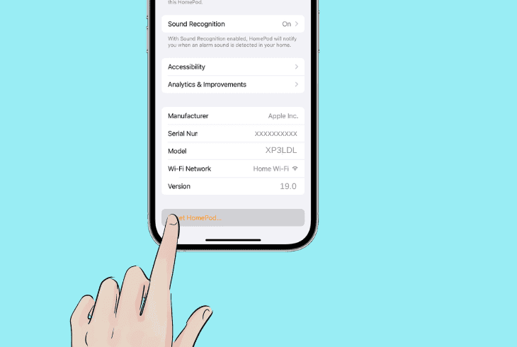 reset the homepod to os defaults