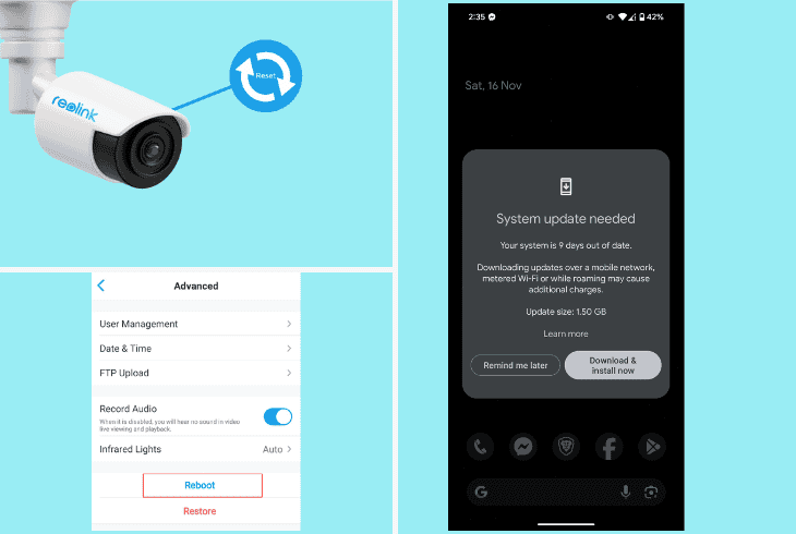 check for potential reolink app issues