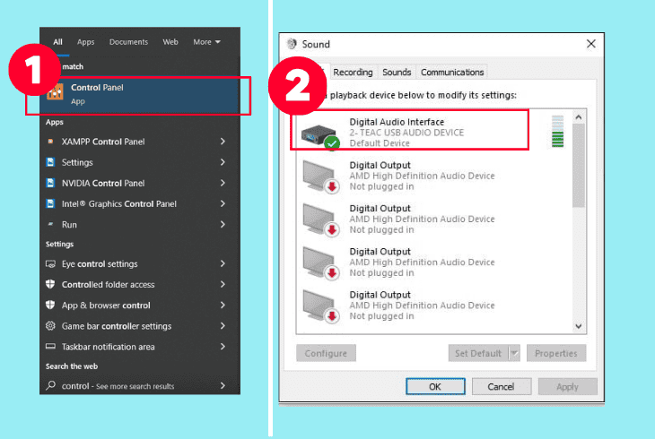 adjust the “digital audio interface” settings