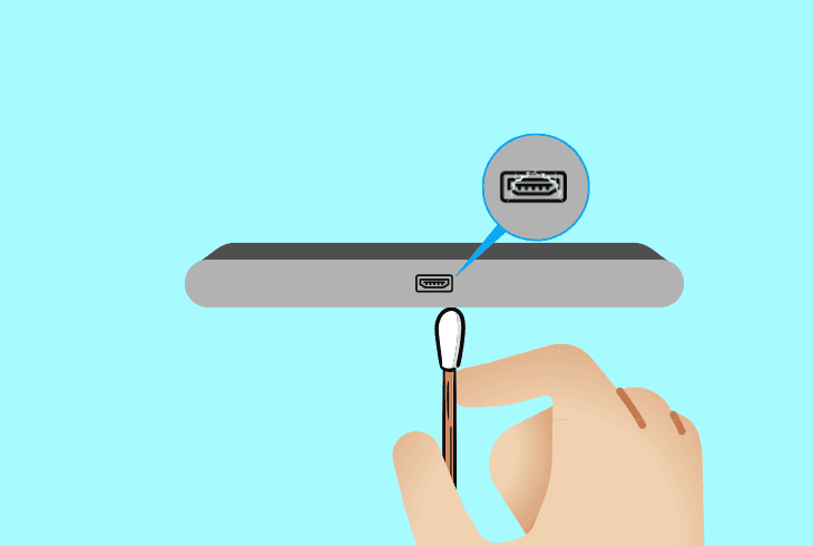 clean monitor’s charging port