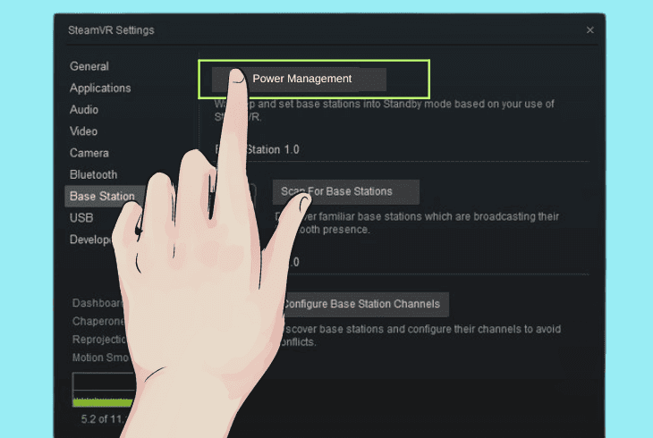 disable steamvr “power management”