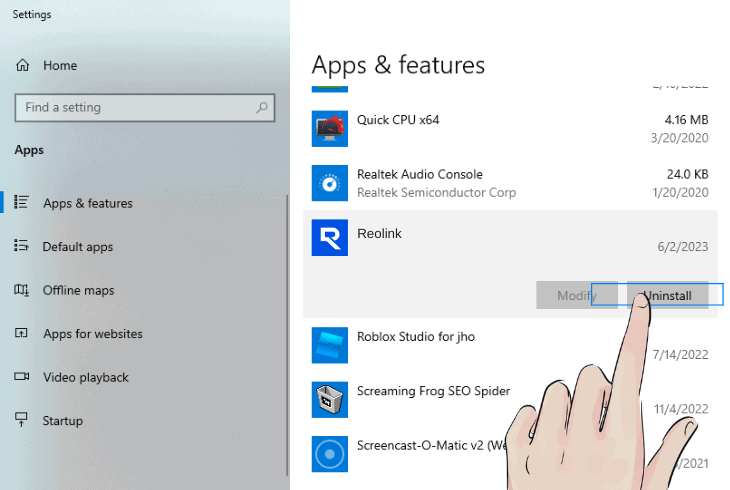 reinstall the reolink client