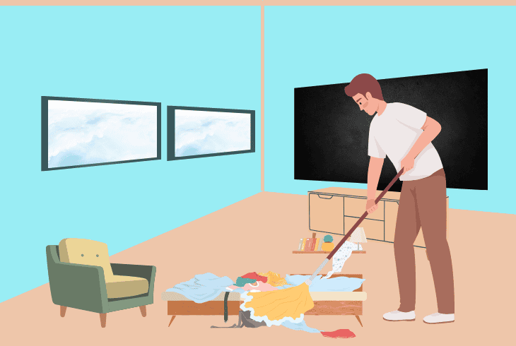 set play area in a “messy” room