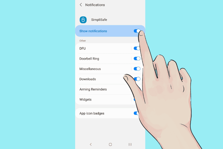 allow all simplisafe push alerts