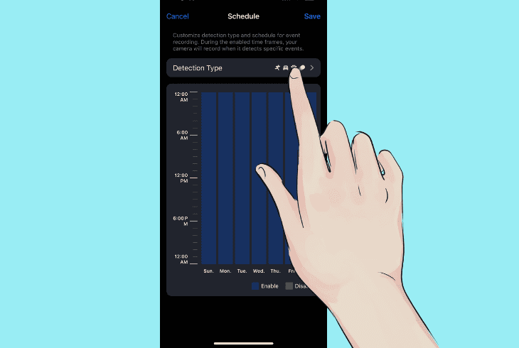 set a schedule on standalone camera