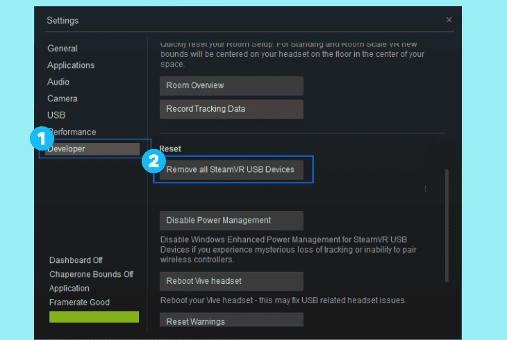 reset all usb devices from steamvr