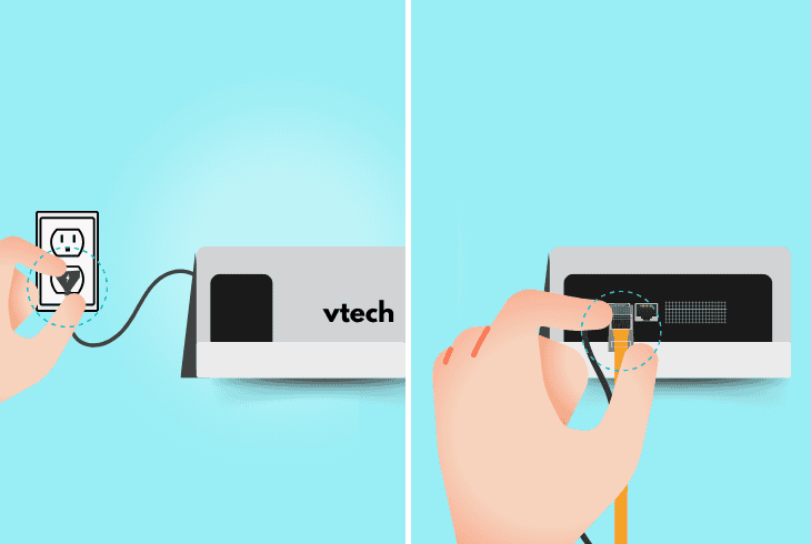 reconnect the vtech phone’s dsl cable