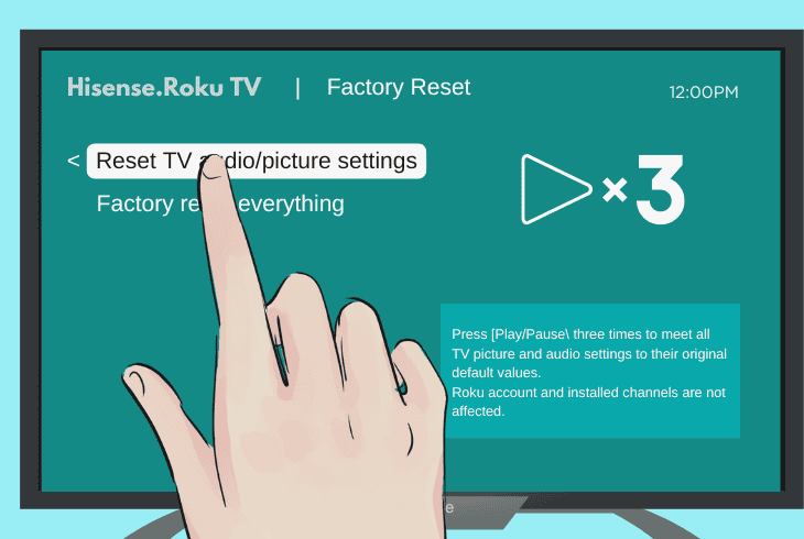 reset roku’s audio/picture