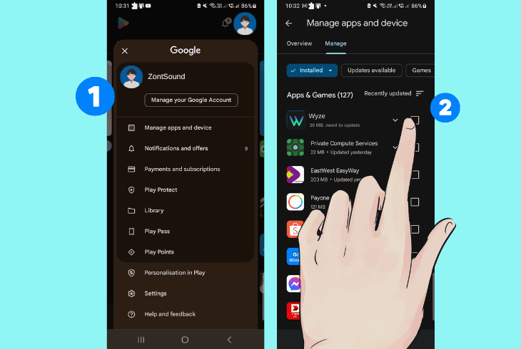 update the wyze app & cam