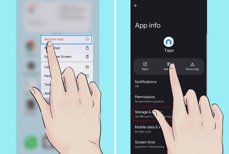how to uninstall the tapo app
