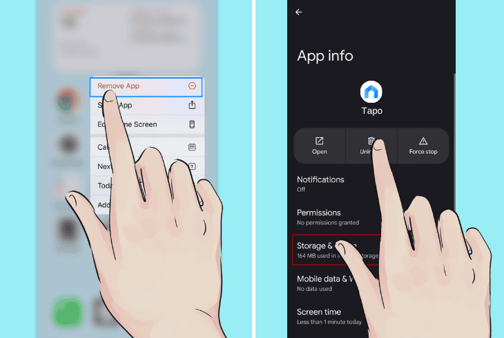 reinstall the tapo application