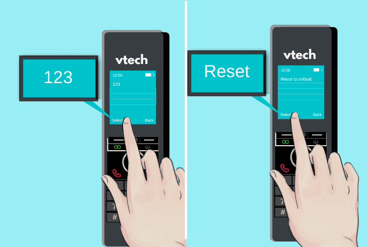 factory reset a vtech handset