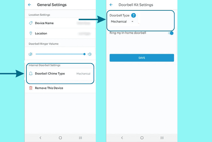 specify the existing chime in the app
