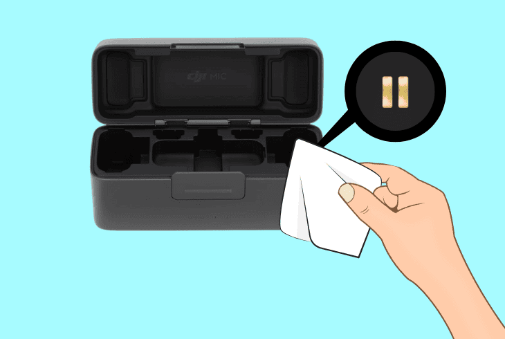 how to clean dji charging case pins