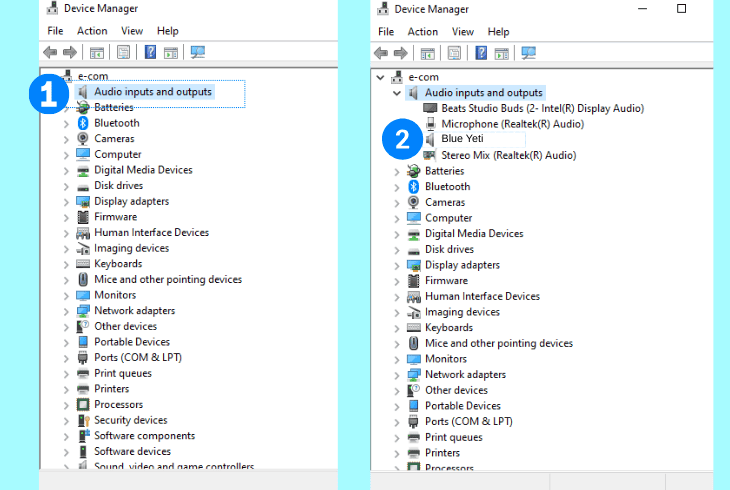 search for blue yeti in device manager