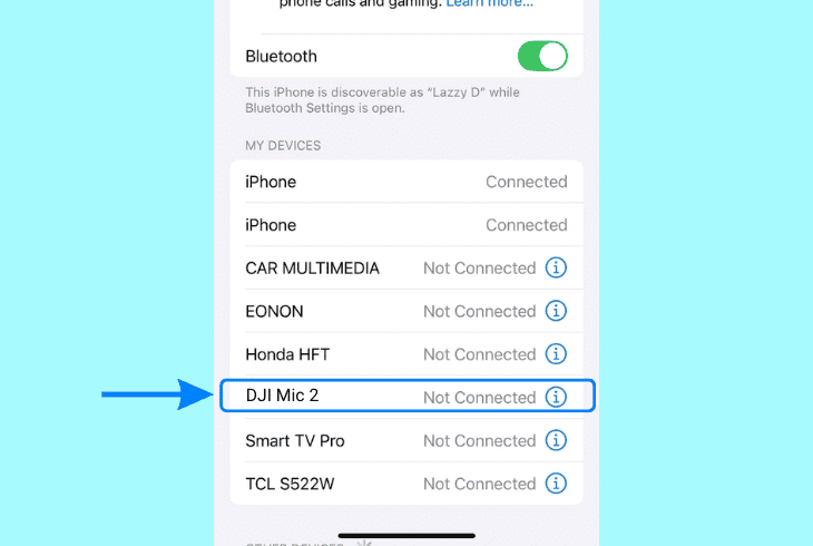 check the dji microphone bluetooth