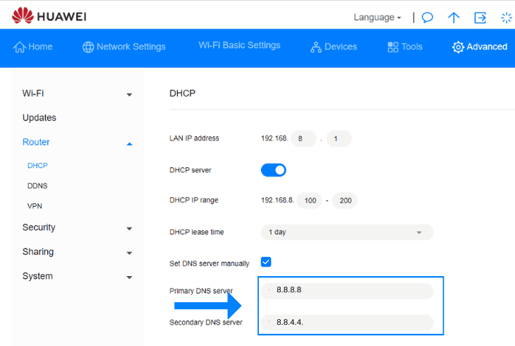 how to switch to google dns