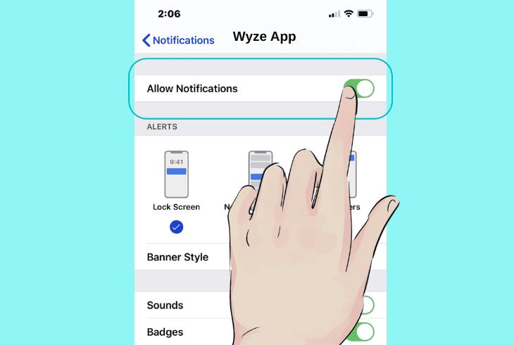 set the wyze app notifications on iphone