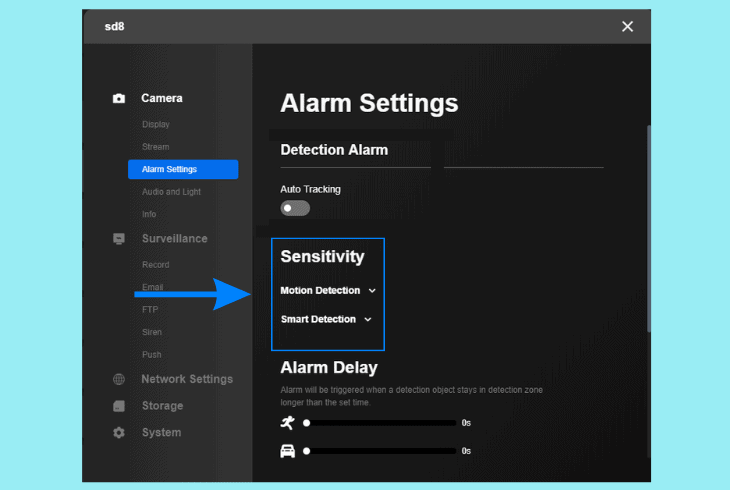 adjust motion detection sensitivity