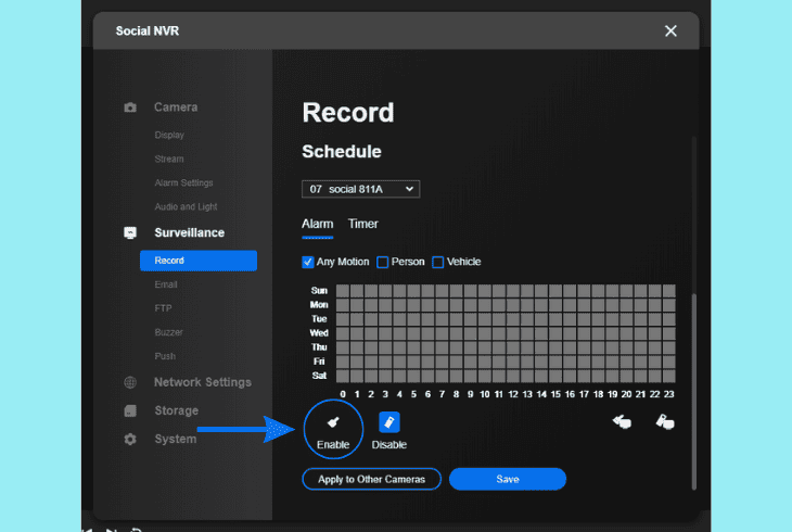 configure the nvr recording schedule