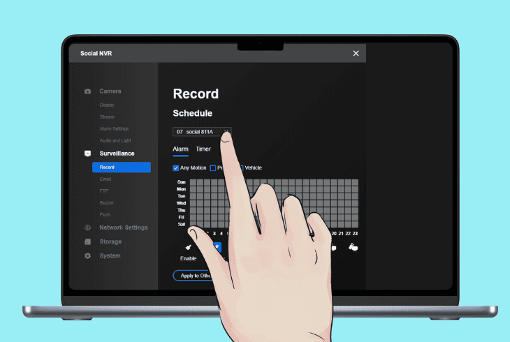 configure the reolink motion recording