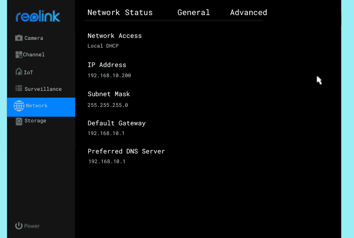check the reolink nvr network status
