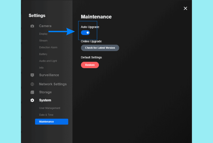 update os via the reolink software
