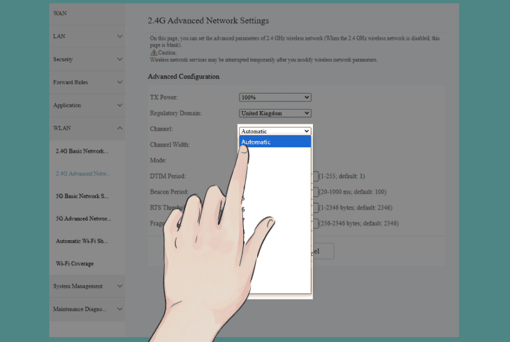 adjust the router channel settings