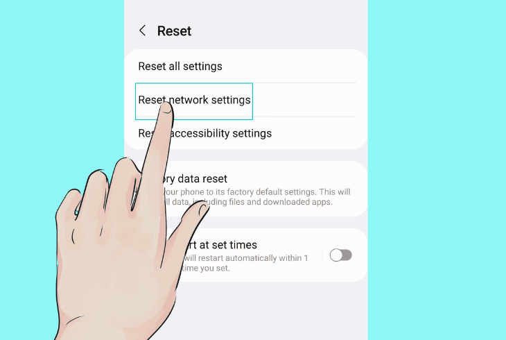 reset the smartphone network settings
