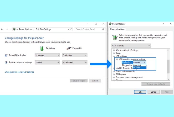 deactivate windows usb selective suspend
