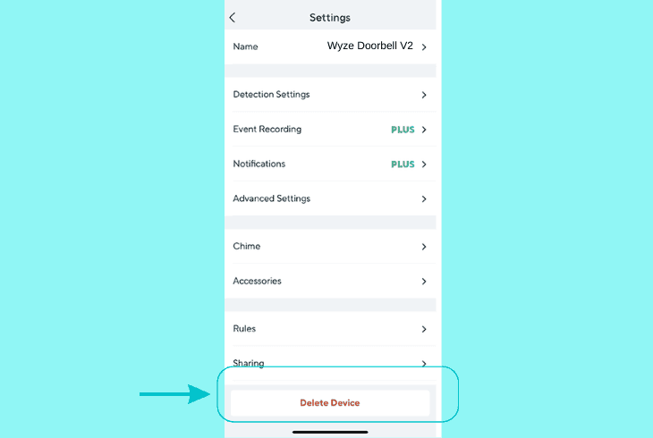 remove the doorbell from wyze app