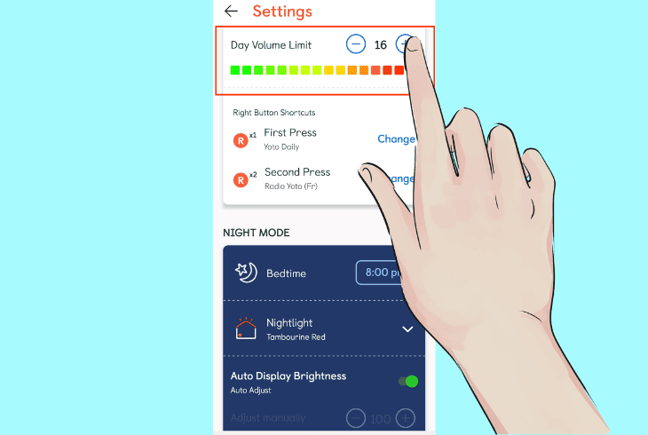adjust volume limit in yoto app