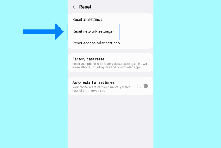 how to reset network settings on android