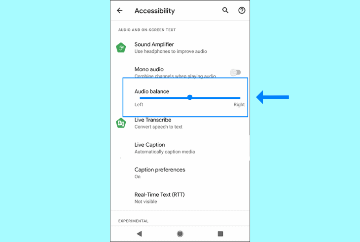 how to set up audio balance on android